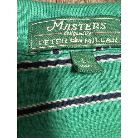 Peter Millar Masters Men's Polo Shirt Size Large Green with Yellow Masters Logo - Picture 2 of 6